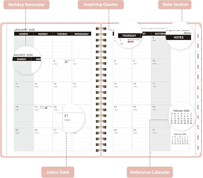 2026 Planner, Weekly and Monthly Calendar Academic Planner, Jan 2026 - Dec 2026, Planning Agenda Book for Desk Accessories and School Supplies - A5 (6.3'' x 8.5'')