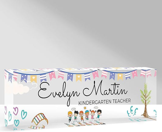 Custom Name Plate for Desk, Personalized Acrylic Office Name Sign with Name & Title, Elegant Desk Decor for Women Men, Employee Appreciation Gift (Teacher-3)