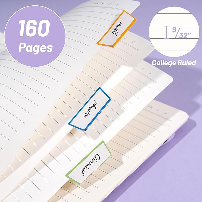 Yoment Spiral Notebook College Ruled A5 Spiral Bound Journal 160 Pages Thick Paper Plastic Hardcover Spiral Notebook 5x7 Wire Bound Notebooks for Note Taking School Office Supplies, Purple