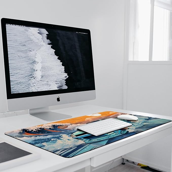 Large Desk Mats on Top of Desks Pad Big Mousepads Gaming Cool Mouse Pads for Desktop Office Supplies Accessories R33 Great Wave Japanese JDM Car 35.4 x 15.7 inch