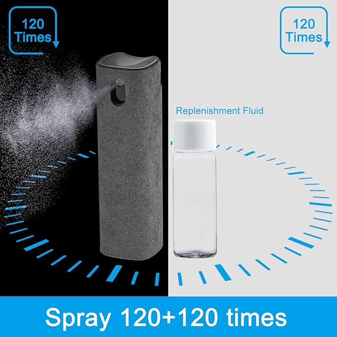 Screen Cleaner Touchscreen Mist Spray, walrfid Cleaning Kit for Electronic Smart Phone TV, Laptop, Tablet, PC, Computer Monitor LCD Flat Screens, Eyeglasses, Compatible with iPhone iPad MacBook Pro