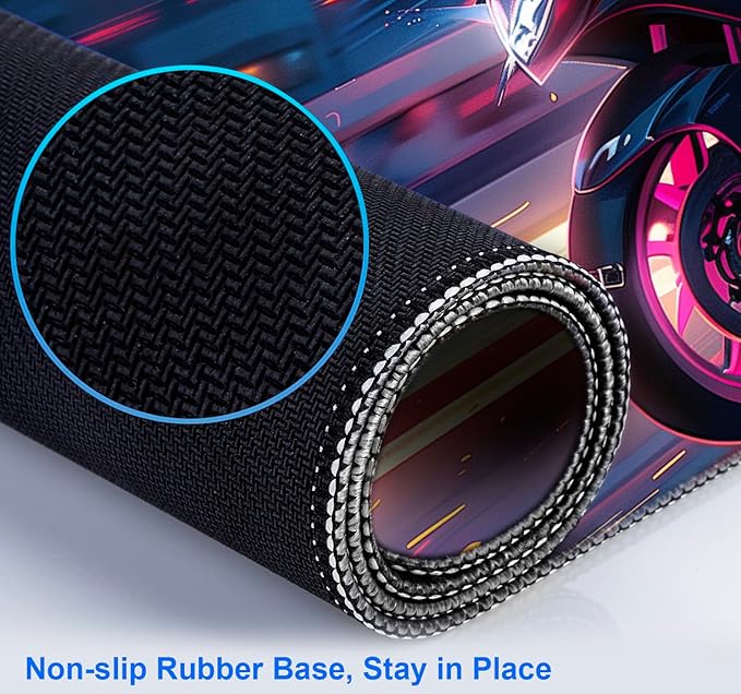 Anime Knight Motorcycle Mouse Pad Large Cool Sports Car Office Men's and Women's Desktop Pad, Super Large Motorcycle Computer Game Mouse Pad 35.4 x 15.7 Inches