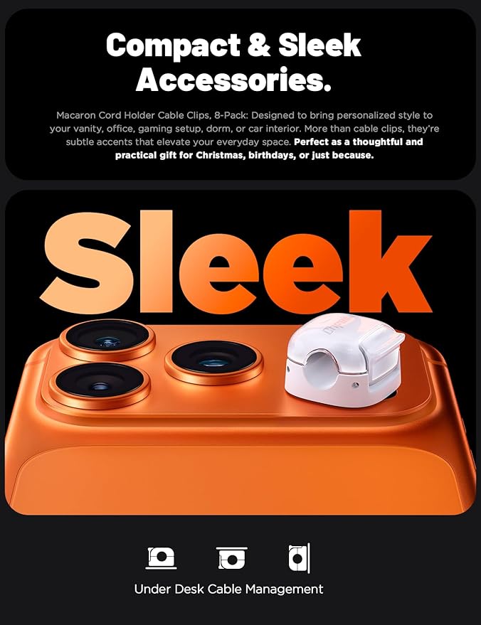 12 Pack Cord Holder Cable Clips,Cord Clips Multicolor [Dual Spring & Clasp Lock],Cute Phone Cord Holder for Nightstand, Chfeila Home Office Organizer Cable Clips for Car Desk Workspace Teen Room Decor