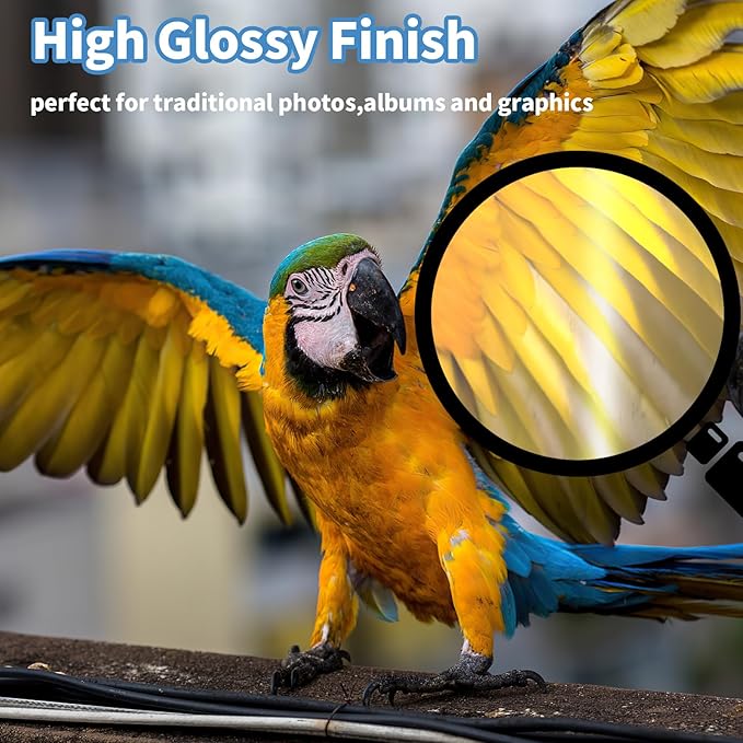 Glossy Photo Paper 8.5 x 11, 36 Sheets Inkjet Photo Printer Paper, Instant Dry Picture Paper for DIY Chip Bag, Flyers, Cards, Calendars and Brochures(180gsm/48lb)