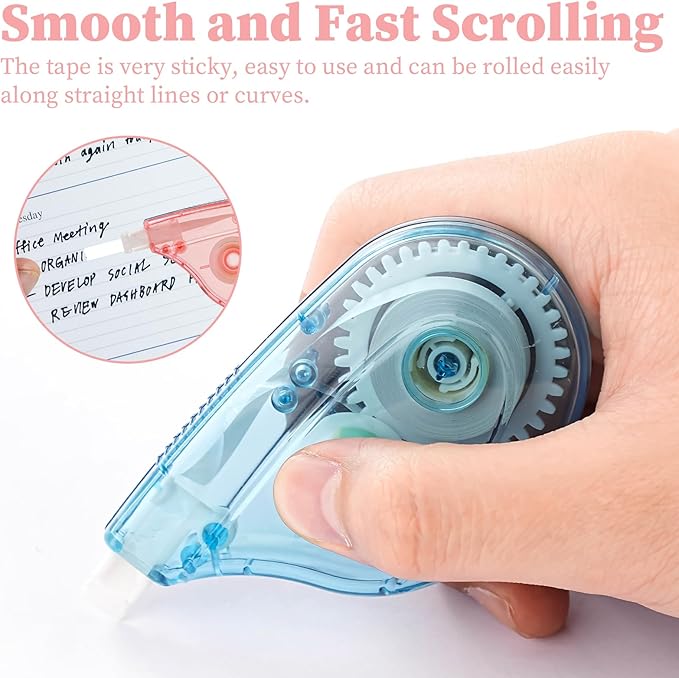 White Correction Tape Whiteout Correction Tape - Easy to Use, Instant Correct Wrong Writing at Anytime, Writing Supplies for Office and School - 6 Packs