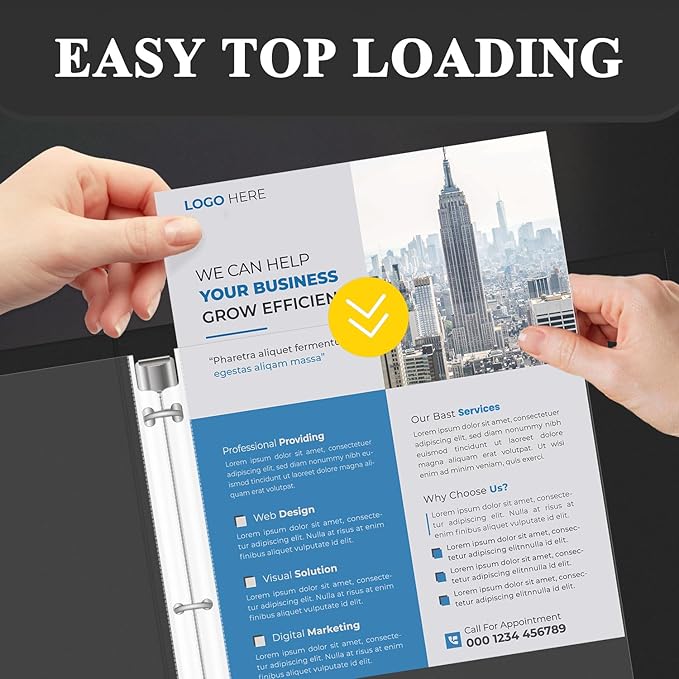 Clear Sheet Protectors for 3 Ring Binder, Plastic Sleeves for Paper 8.5x11, Heavy Duty Page Protectors for 3 Ring Binder, Top Loading Paper Protector for Documents and Photos,Letter Size.
