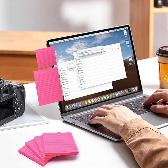 NatureTouch Lined Sticky Notes 6 Pads 3x3 and 4x6 inches Self-Stick Notes Pads with Power Sticking,Bright Ruled Post for School, Home, Office-Yellow