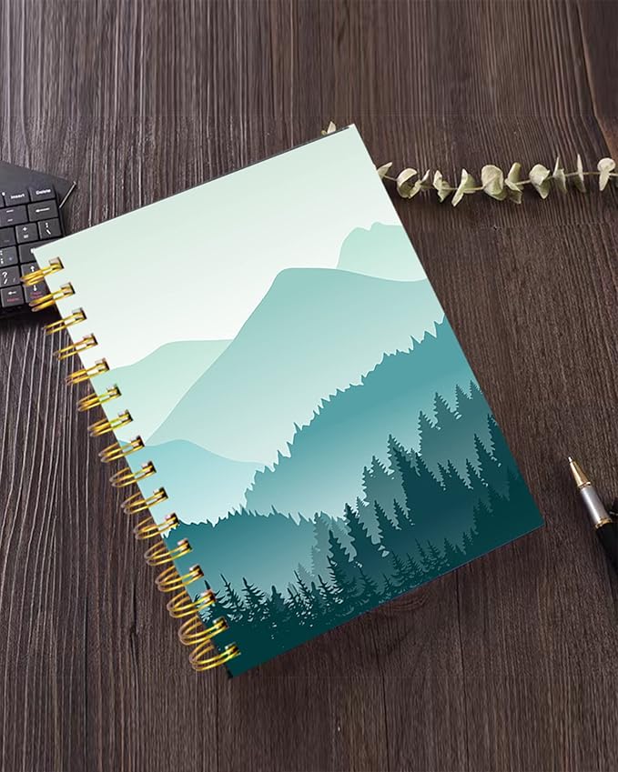 iampanda Spiral Journal Notebook,Strong Twin-Wire Binding with Premium Paper for Girl Women,60 Sheets A5 College Ruled Notebook/Journal,Perfect for School Office Home Gifts,Beautiful Green Mountain