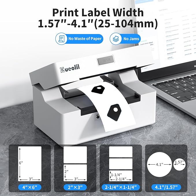Bluetooth Shipping Thermal Label Printer, Portable 4×6 Label Makers for Small Business,Compatible with Android、iPhone、Windows＆Mac,Widely Used for Home＆Small Businesses and Office