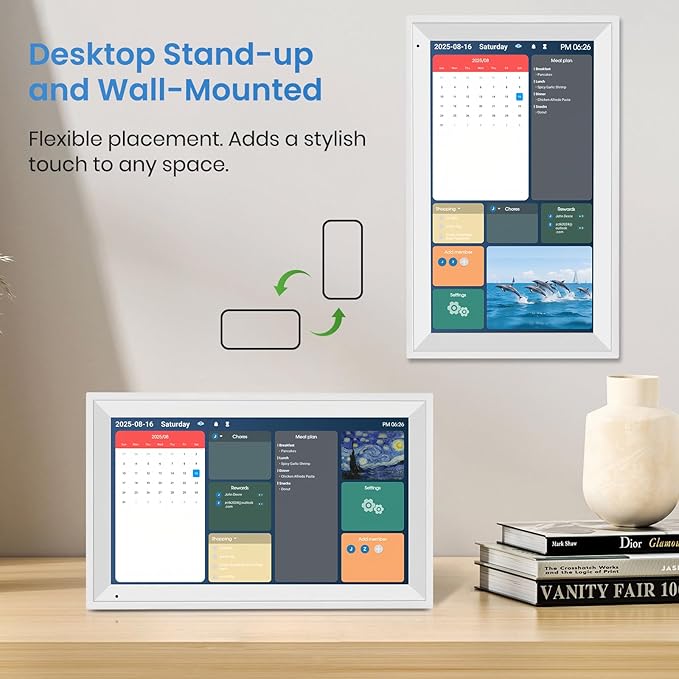 15.6 inch Smart Digital Calendar HD Touchscreen Digital Planner & Chore Chart Interactive 4GB RAM 64GB ROM Wall Organizer & Digital Photo Frame