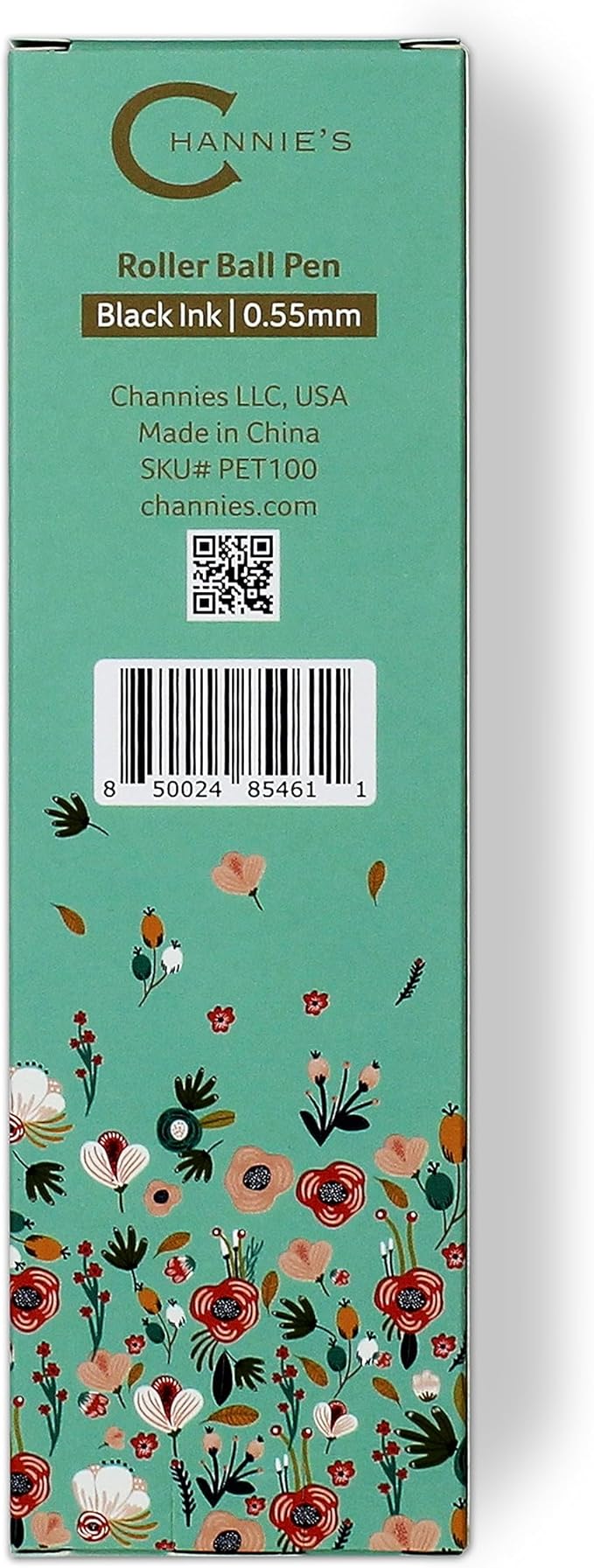 Channie's Beautiful Floral Rollerball Pen - Smooth Writing & Perfect for Home Office, Pen for Handwriting, Great Gift Idea for Teachers, Graduation Coworkers - Teal