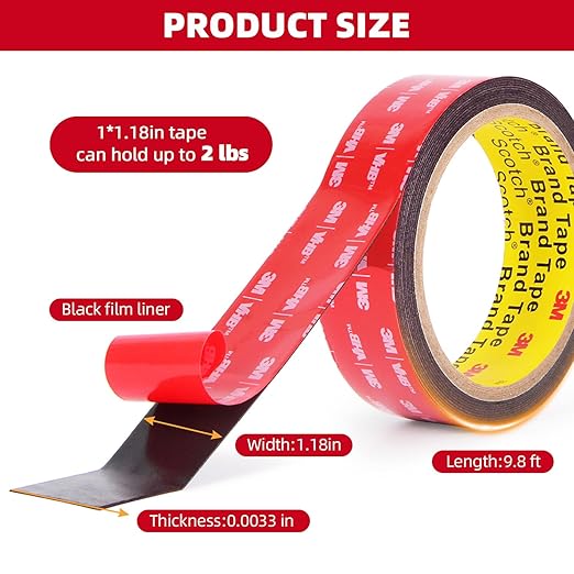 Double Sided mounting Tape Heavy Duty Room Decor, Black Wall Adhesive Strips Office Essentials, Picture Hanging no Damage，for Poster, Rug, Tape, Carpet,Outdoor, Bedroom, Classroom，Home