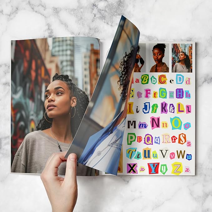 EggSun Vision Board Supplies with 1200+ Images & Quotes Collage Magazine Book, Wall Clip Art Scrapbook Journal Kit for Vision Board Making Beginners Women Men Teen Girls Room Decors (Black Women)