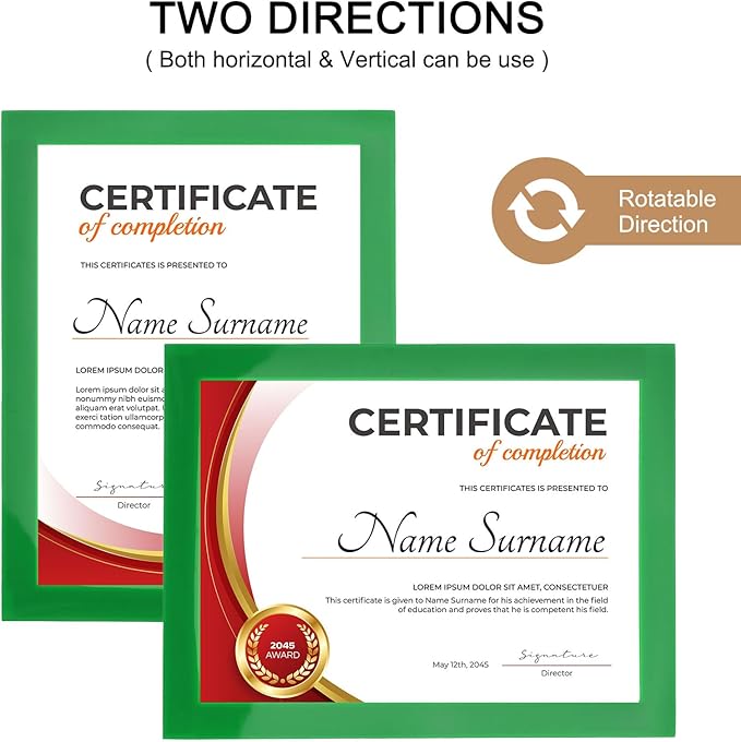 uxcell 6 Pcs Magnetic Sign Holder, 5" x 7" Self-Adhesive Magnetic Wall Signs Holder Magnetic Picture Frame Document Holder for Home Office Wall Window Displays, Green