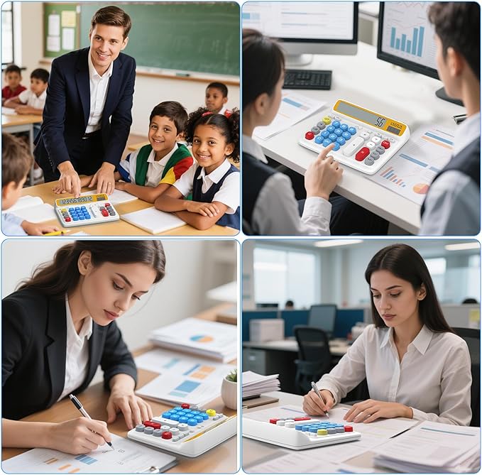 Desktop Calculator with Extra Large 5-Inch LCD Display, 12-Digit Two Way Power Solar & Battery Office Calculator with Big Buttons for Business, Accounting & Home Use(Blue)