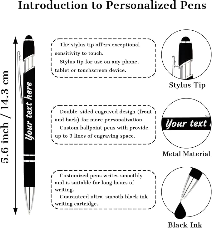 Personalized Pens with Name Logo or Message, Up to 1200 pcs Bulk Custom Metal Ballpoint Pen with Black Ink Customized Gift for Business, Graduation and Promotions (Green)