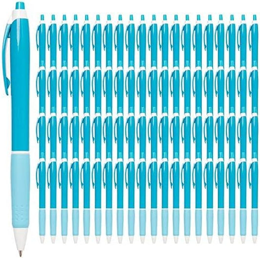 Simply Genius 100-Piece Retractable Ballpoint Pen Set, Bulk Office Supply with Black Ink - Ideal for Schools, Notebooks, Journals & More (Blue Pens Bulk)