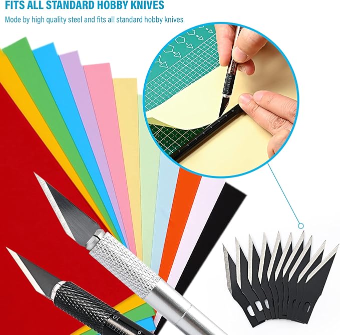 EHDIS Precision Craft Knife Blades 11# Knife Blades Refill Hobby Art Blades Cutting Tool with Storage Case for Craft, Hobby, Scrapbooking, Stencil (100)