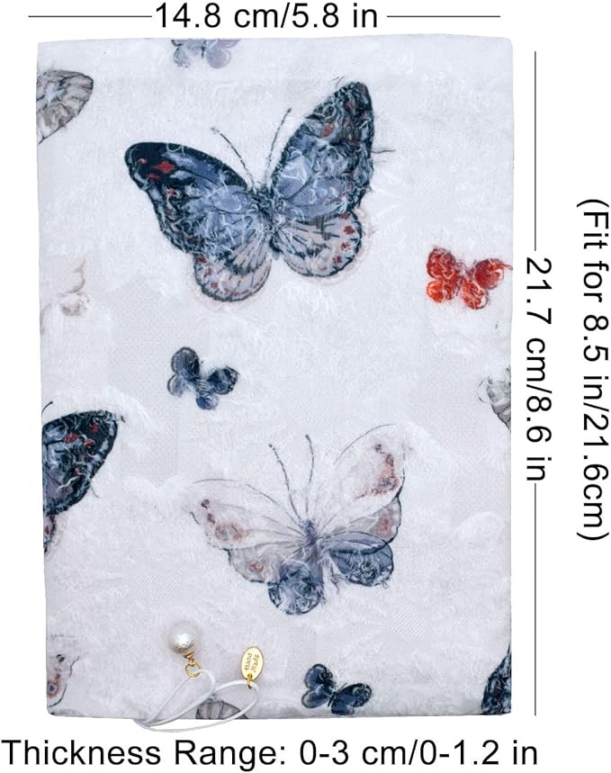 BLBMH Book Covers for Paperbacks Book Cover for Privacy Fit for 5.5x8.5 inch Adjustable Book Jacket Cover for Diary Books Fabric Softcover Protector for Notebook Book Lovers Gifts - Butterfly A 8.5in