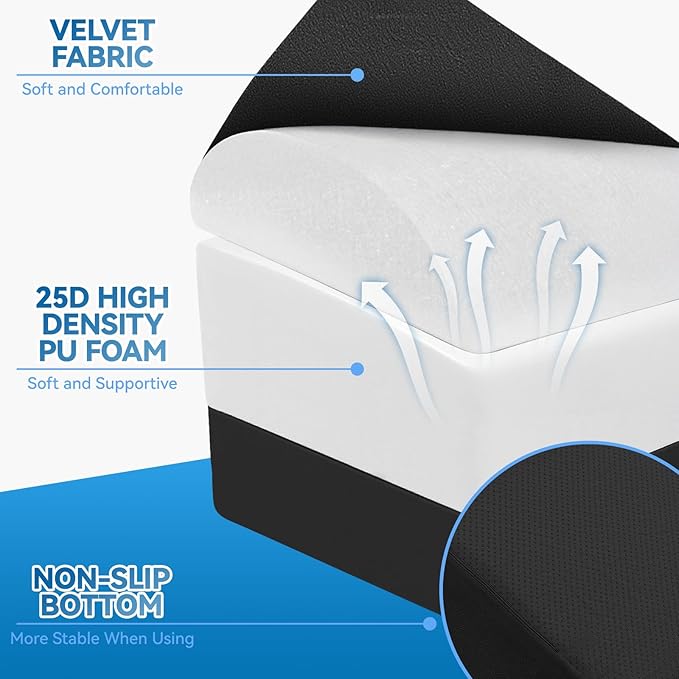 Adjustable Foot Rest for Under Desk at Work - 3-in-1 Ergonomic Foot Stool with Zipper Connection, Height Adjustable for Office, Home & Gaming (Black)