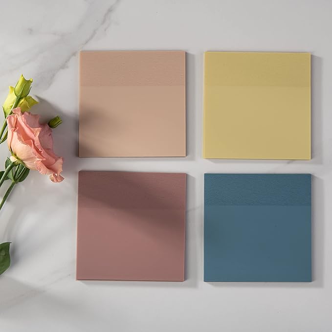 DiverseBee 50 Sheets Pastel Transparent Sticky Notes, 3x3” Clear Sticky Tabs, Translucent Page Flags Book Markers Stickers, Planner Accessories, Bible Journaling Study School Supplies (Pistachio)