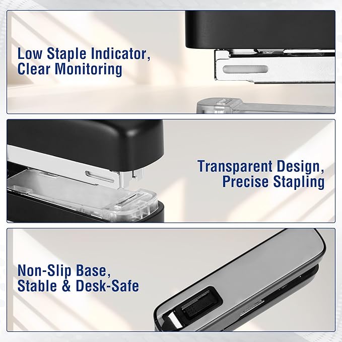 WORKPRO 2-in-1 Stapler with Staples & Staple Remover, 40 Sheet Capacity, Flat Clinch Design, Storage Space, Includes 2000 Standard Staples - Non-Slip Office Stapler for Desk, Classroom, Black