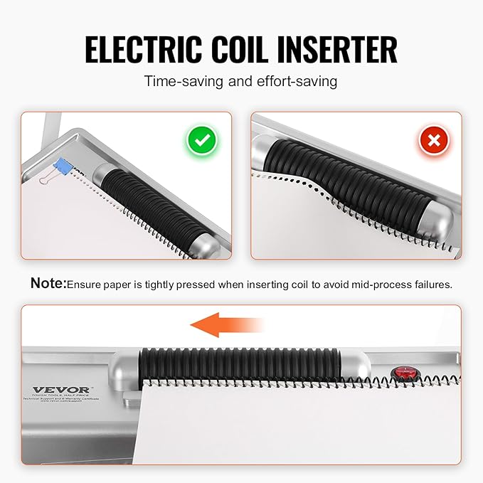 VEVOR Coil Spiral Binding Machine, Manual Book Maker with Electric Binding, 46-Holes Binding 500 Sheets Punch Binder, with 100pcs 5/16'' Coil Binding Spines, for Letter Size, A4, A5