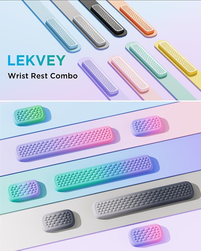 Lekvey Ergonomic Keyboard Wrist Rest, Silky Memory Foam with Massage Points Carpal Tunnel Support Wrist Pad Set for Office/Gaming, Typing Pain Relief, Gray-Black Gradient