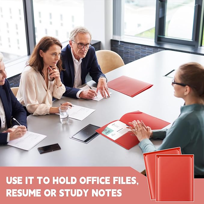 Henoyso 150 Pcs Plastic Folders with Clear Front Pockets Bulk Heavy Duty File Folders with 2 Pockets and Card Slot for Student Teacher Back to School Supplies Office Presentation (Red)