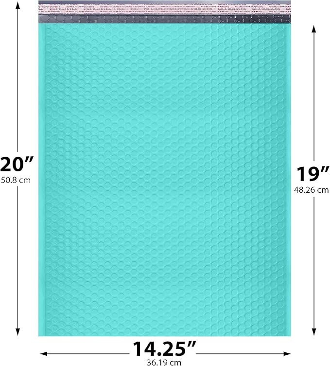Teal Extra Large Poly Bubble Mailers 14.25x20 inch #7 | Self Seal Large Padded Envelopes | Air Cushioned Bubble Mailer | Usable Size 14.25x19 Lightweight Mailing Shipping Bags| 100 Pack Bulk