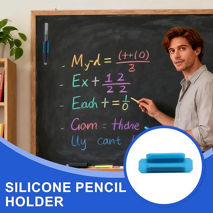 20Pcs Pencil Holder for Desk, Adhesive Pen Holder with Extra Sticky Tape, Silicone Marker Clip for Classroom Clipboard Wall Office Accessories, Teacher Supplies (Blue)