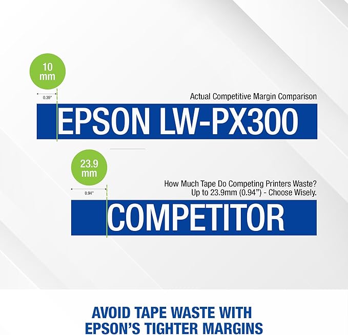 LABELWORKS Epson LW-PX300VP Industrial Label Maker Complete Kit - with Accessories, Sticker Labels, Magnetic Tape Compatible, Only Uses 203 & 205 Shrink Tube Tapes, Portable Handheld Printer