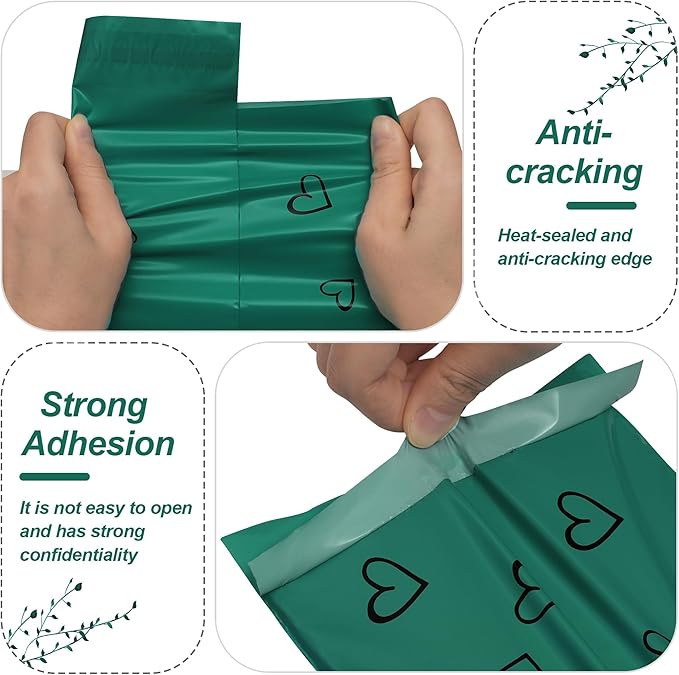 JinRuiKJ Thank You Poly Mailer 6x9 Inch 100 PCS, Shipping Bags for Clothing, Packaging Bags for Small Business, Strong Adhensive, Waterproof and Tear-Resistant Mailing Envelopes, Forest Green
