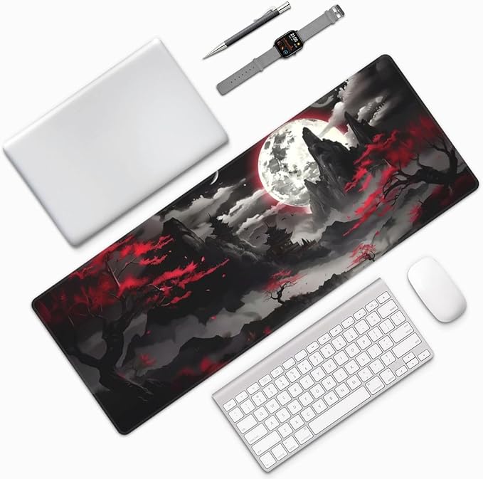 Extended Gaming Mouse Pad, Large Desk Mat XL Anime Mouse Pad Waterproof with Stitched Edges, Non-Slip Desktop Pad for Home and Office, Level Up Your 31.5x11.8 Inch (Night canyon2)