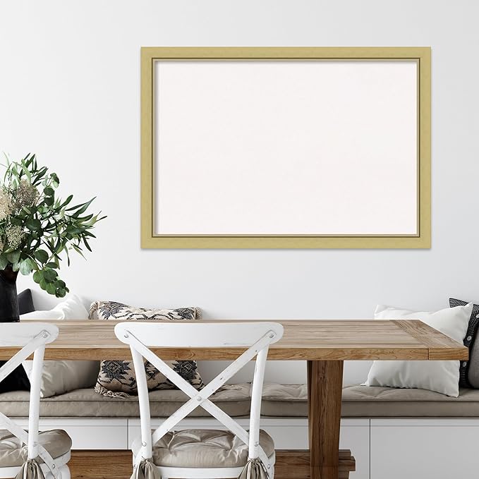 Amanti Art White Cork Board for Wall, 27x39 Vision Board with Gold Frame, Large Corkboard Office Decor for Home Organization, Casual Corkboard Pinboard to display items for home organization