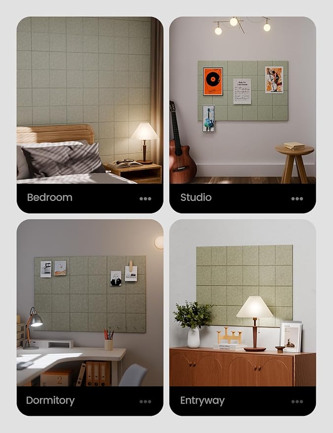 Large Felt Bulletin Board 36" x 24"Cork Board Alternative-6 Pack with 40 Safe Removable Adhesive Tabs, Cork Boards for Walls Cork Board for Home Office Classroom Pin Board-Sage