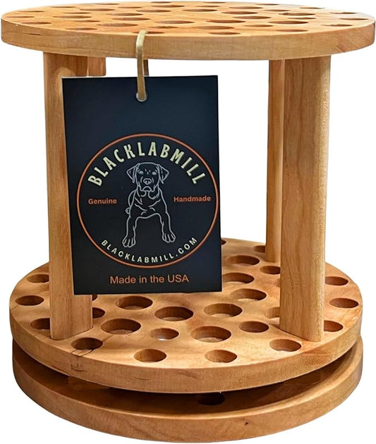 Rotating Paint Brush Holder - Handmade Paint Brush Holder Rotating Art Supply Organizer – Large Capacity Cherry Hardwood Brush Organizer for Desk, Arts and Crafts