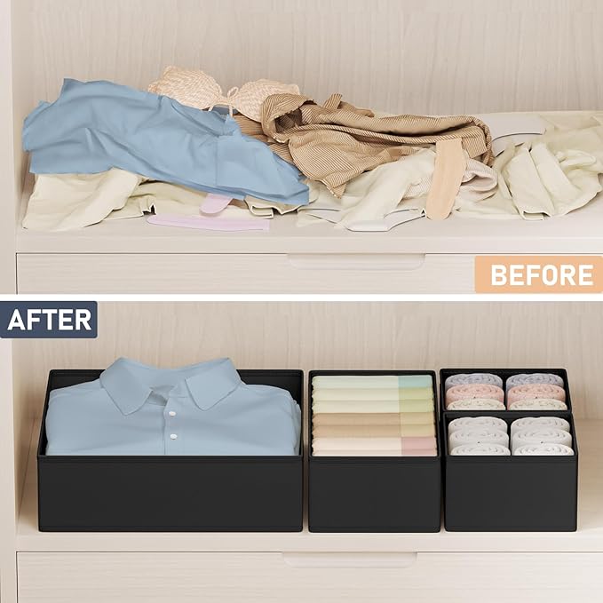 DIMJ Drawer Organizer Clothes Storage - 24 Pack Baby Dresser Organizer for Nursery, Small Fabric Closet Drawer Organizer Bins for Underwears Socks, Foldable Storage Dividers Organization for Bedroom