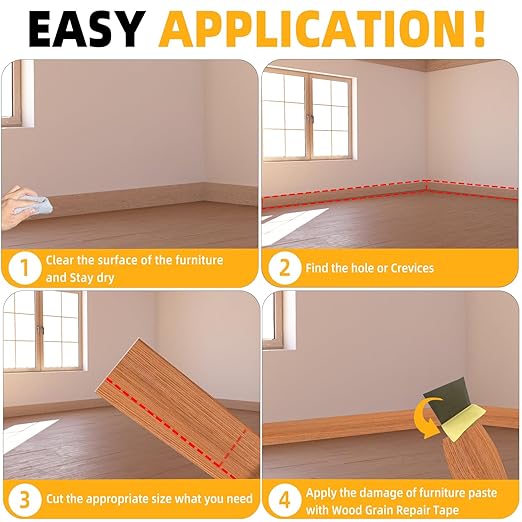 GSCIT Club Wood Grain Repair Tape, 2.4 inch X 250ft Self Adhesive Red Oak Grain Repair Patch for Tables, Chairs, Baseboards, Doors, Windows, Floors, Handicraft DIY.