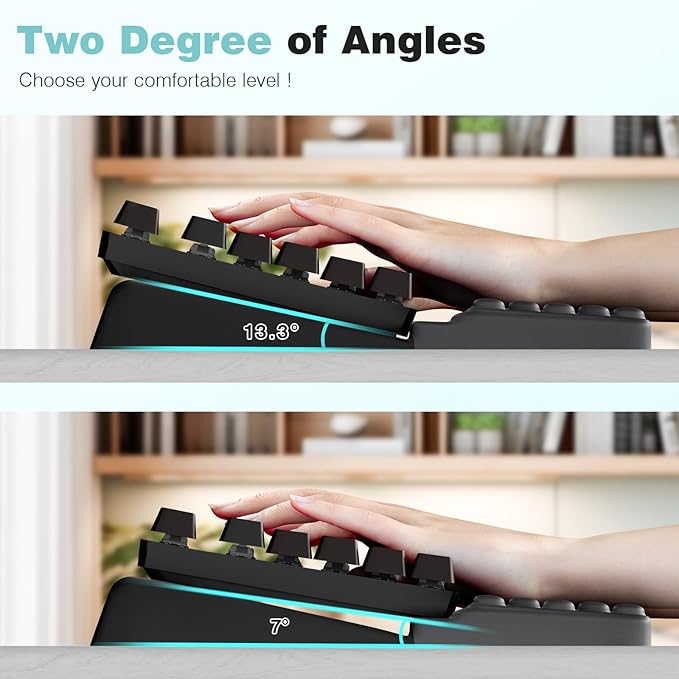 Ospelelf Keyboard Stand with Wrist Rest Comfortable Ergonomic Riser Holder Pad for Typing Black Gray