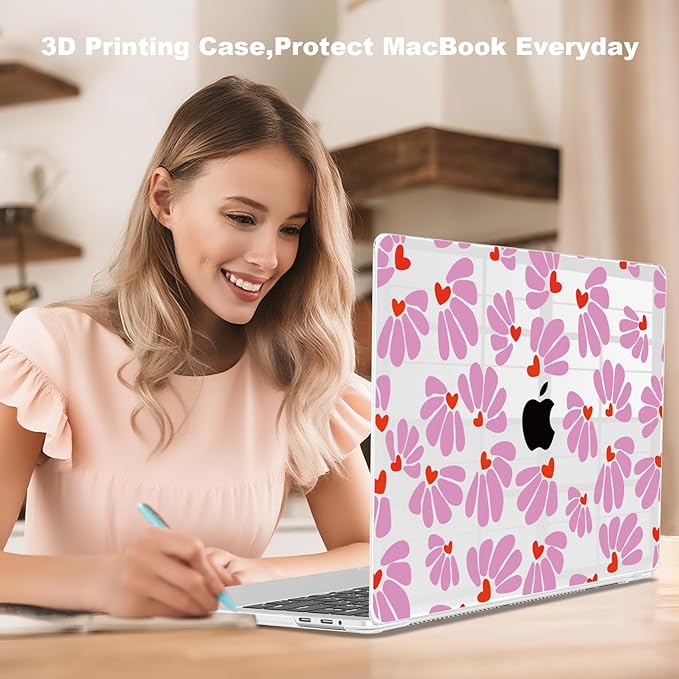 Teryeefi for MacBook Pro 13 Case 2022 2021 2020-2016 Release A2338 M2/M1 A2251 A2289 A2159 A1989 A1706, Laptop Hard Shell with Keyboard Cover & Trackpad Film & Type C Adapter, Pretty Floral 138