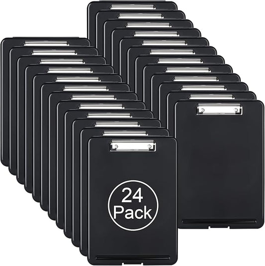 ZCZN Plastic A4 Form Storage Box Case, Clipboard Case, Bulk clipboard Set Suitable for School,Utility,Industrial Office, Medical Personnel,Black,24 Pack