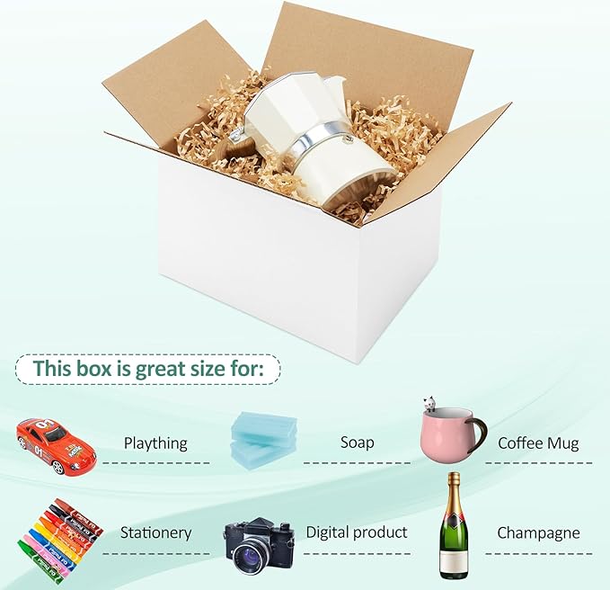 Eupako 8x6x6-Small-Shipping-Boxes-30-Pack-White-Corrugated-Box-Mailers, Cardboard Boxes for Packaging Small Business, Mailing