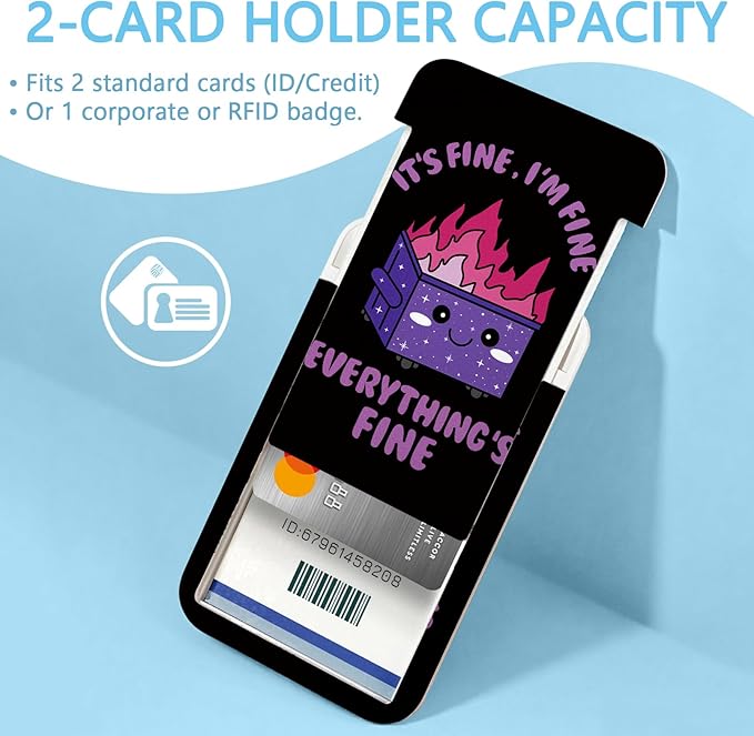 Gctriki Dumpster on Fire Lanyards for ID Badges and Keys, Funny Badge Reel Retractable Heavy Duty with Carabiner Clip, I'm Fine ID Badge Holder with Breakaway Lanyard, Teacher Nurse Office Gifts