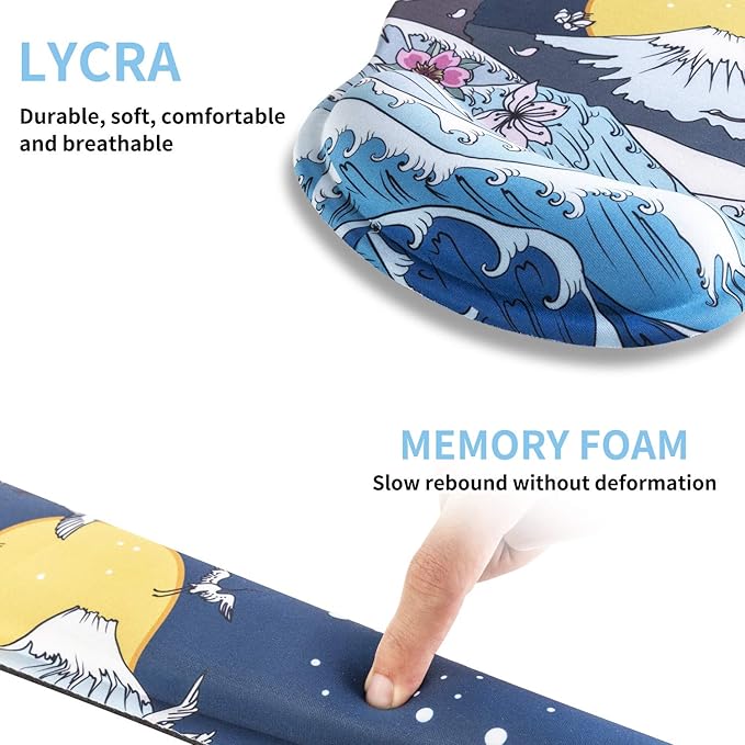 Ergonomic Keyboard Mouse Pad Wrist Rest Support Set for Laptop/Computer/Desktop,Memory Foam Hand Rest Wrist Cushion for Gaming/Office,Lightweight Comfortable & Pain Relief (Moon, Mountain)
