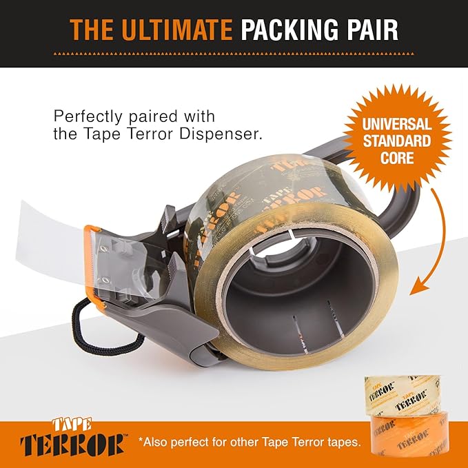 Clear Packing Tape with Dispenser (1 Roll) - Professional Grade for Boxes - Packaging, Shipping with Refillable Dispenser, Fits Standard Bulk Tapes Up to 2" Wide