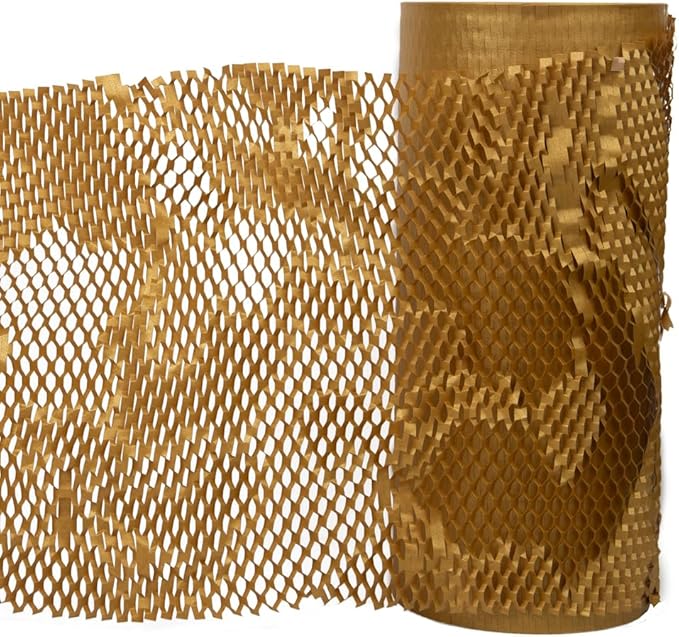 JAM PAPER Honeycomb Packing Paper Roll - 12" x 328' - Gold - 328 Sq Ft - 80 GSM - Roll Sold Individually