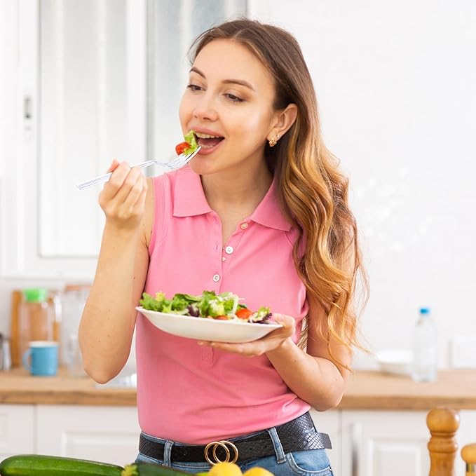 SACATR 1000 Count Plastic Forks Heavy Duty, Plastic Silverware Clear Forks, Premium Disposable Forks Bulk, BPA-Free, Heat Resistant, Suitable for Parties, Events and Everyday Use