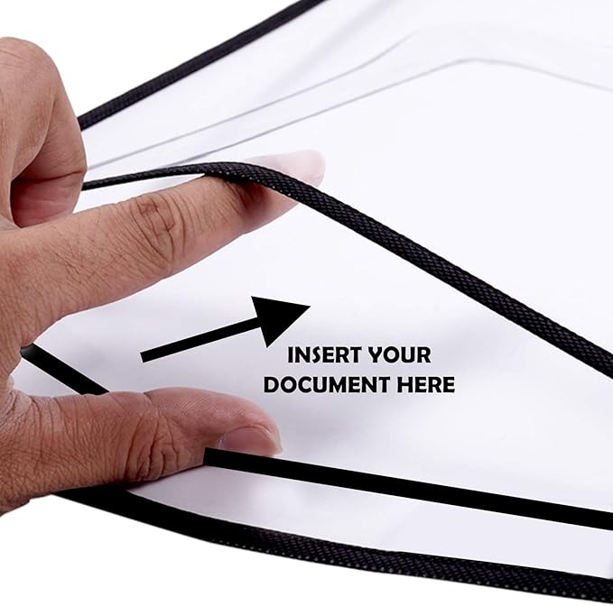 Officewerks Stitched Shop Job Ticket Holders with Strap, Heavy Duty 9" X 12" Clear Both Sides Plastic Sleeves with 1 Hole for Attaching to Machinery, File Cabinets, Racking, Hanging (15 Pack)