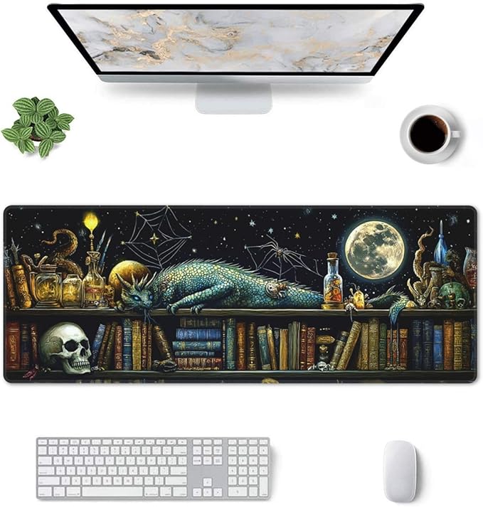 Dragon Mystical Mouse Pad 31.5 X 11.8 Inch Big Desk Rubber Base Stitched Edges Keyboard Pad XXL Mouse Mat for Home Game and Office